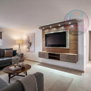 Centro de entretenimiento sin repisas para pantallas de hasta 65" Huanacaxtle-baltico