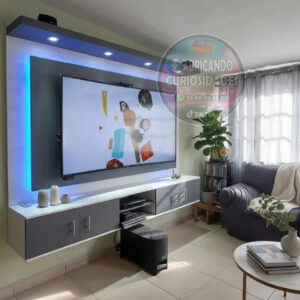 Centro de entretenimiento sin repisas para pantallas de hasta 75" Oslo-gris Oxford