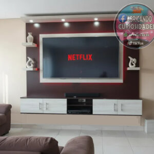 Centro de entretenimiento con repisas Chocolate-antártica hasta 65"