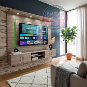 Centro de entretenimiento sin repisas para pantallas de hasta 65" roble peruano