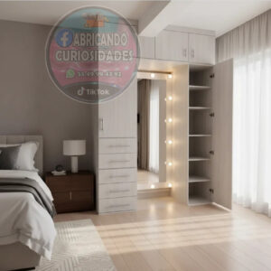 Closet modular Oslo 2.5m X 2.40m más espejo Hollywood de cuerpo completo